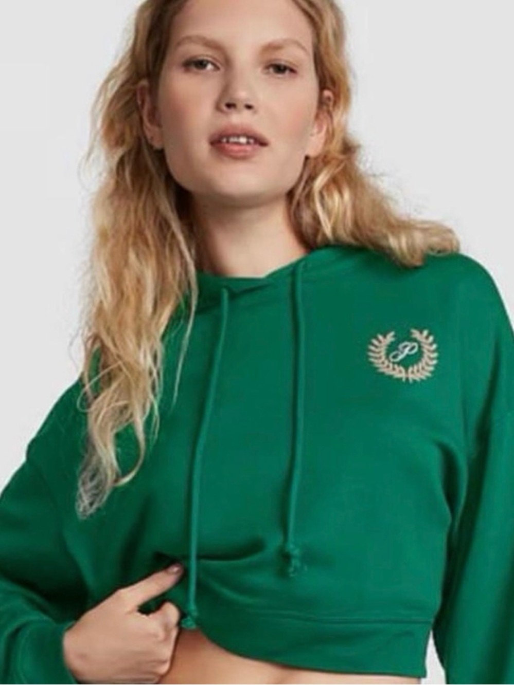 PINK Victoria’s Secret Cropped Hoodie Oversized Athleisure Fleece Sweatshirt